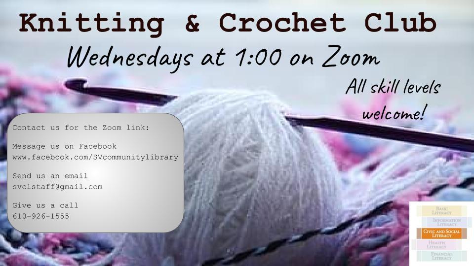 Virtual Knitting and Crochet Club Berks County Public Libraries